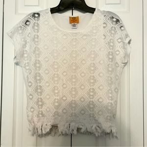 Ruby Red Petite Size PS White Boho Top